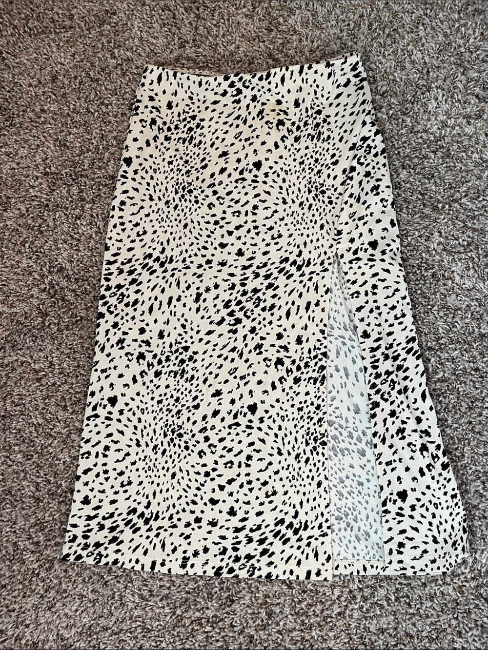 Windsor Black and White Animal Print Midi Skirt with Side Slit